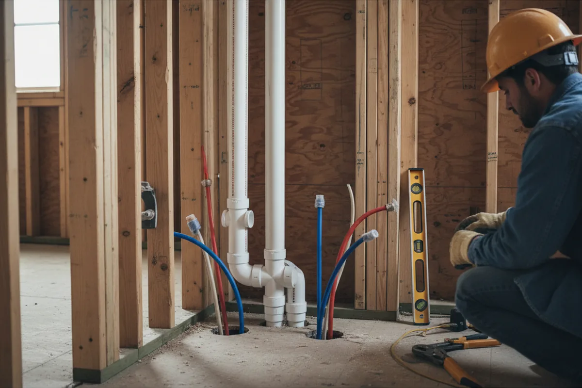 Drain and supply rough-in during Leak Detection in Pond Creek